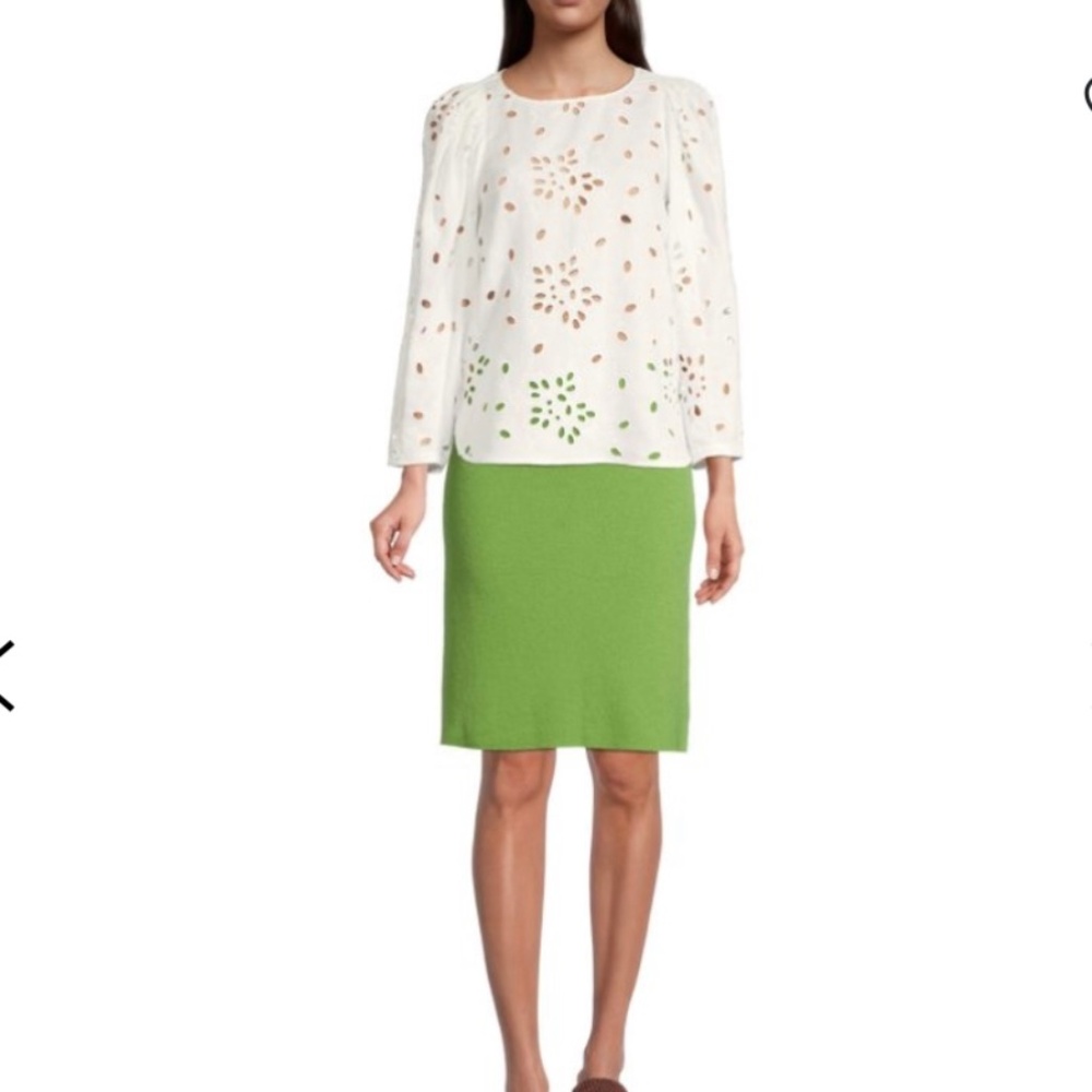 Rebecca Taylor Sarah Embroidered White Blouse, Size L, NWT - Picture 6 of 16